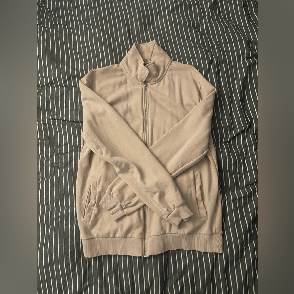 Asos Design harrington jersey jacket in beige